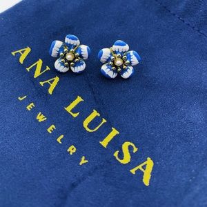 Flower Stud Earrings in Iris Blue Ana Luisa
